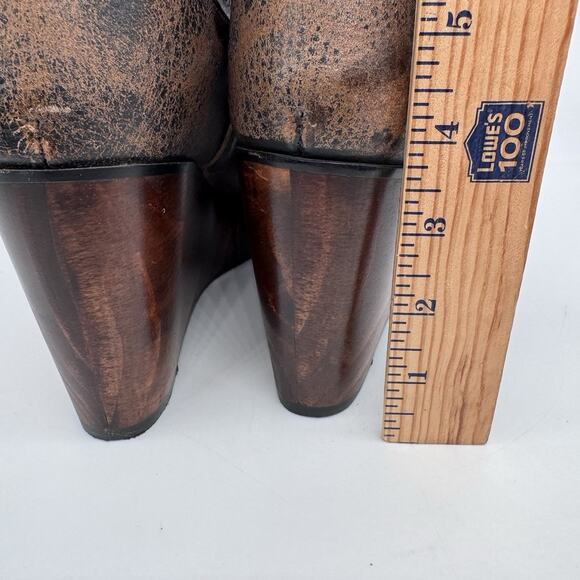Bed Stu Womens Bruges Boot Bootie Size 9 Distressed Brown Wedge Boho Western - Picture 15 of 15